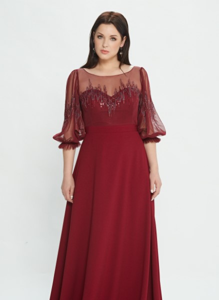 Вечернее платье  Plus size М0527 (в наличии пудрового цвета)